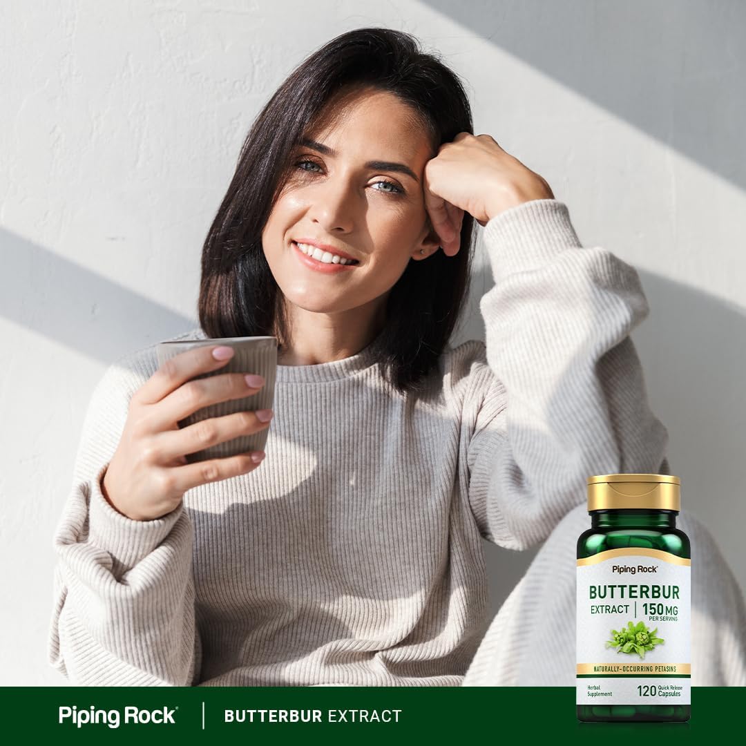 150mg Butterbur Extract Supplement Capsules - Herbal Vitamin, Gluten Free, Non-GMO - 120 Count