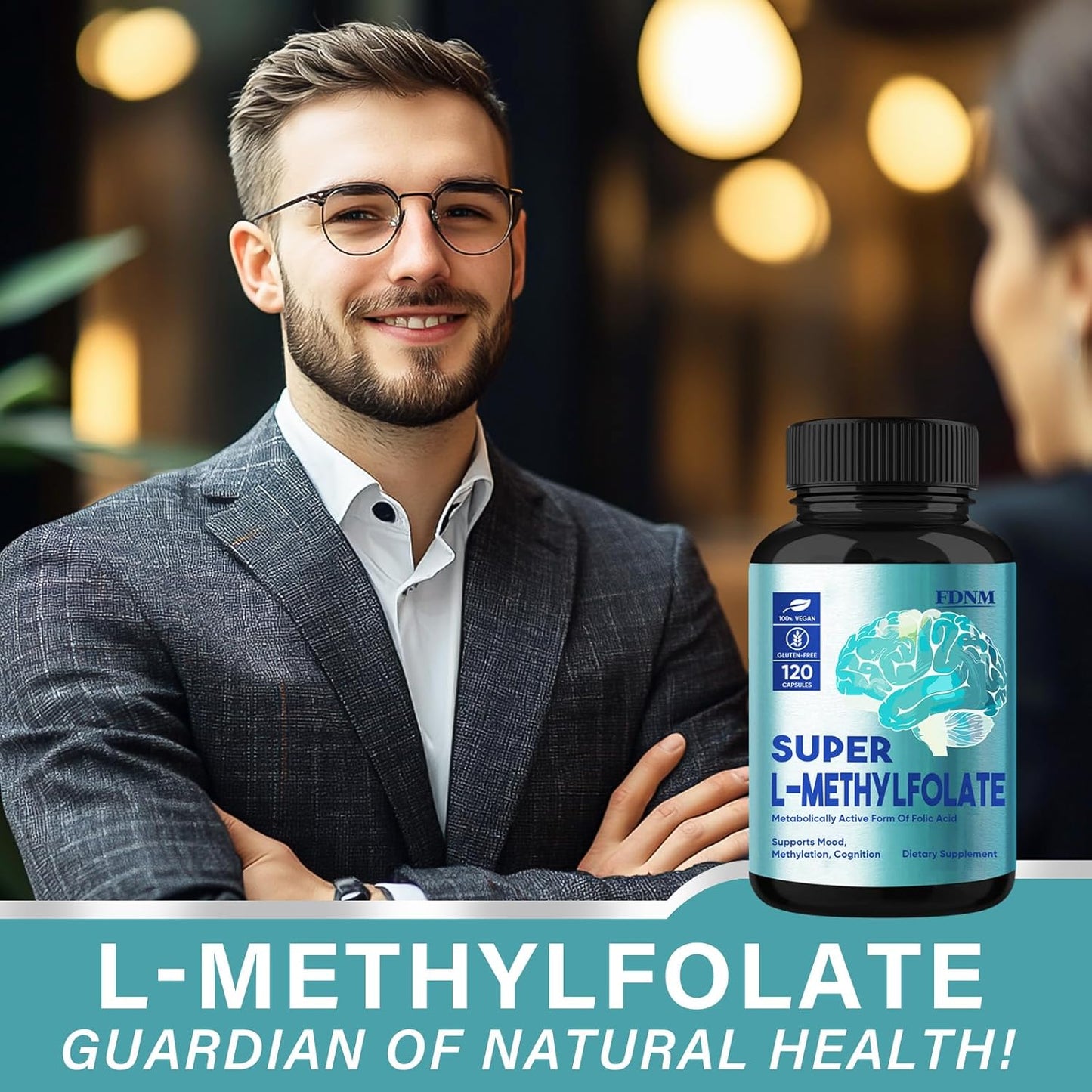 15mg Professional Strength L-Methylfolate Supplement for Mood & Nerve Support - Non-GMO, Gluten-Free Capsules - 120 Count