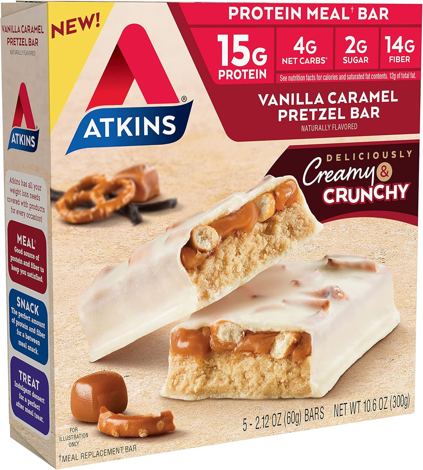16-Count Atkins Chocolate Coconut Bar & 5-Count Vanilla Caramel Pretzel Protein Meal Bar Combo Pack