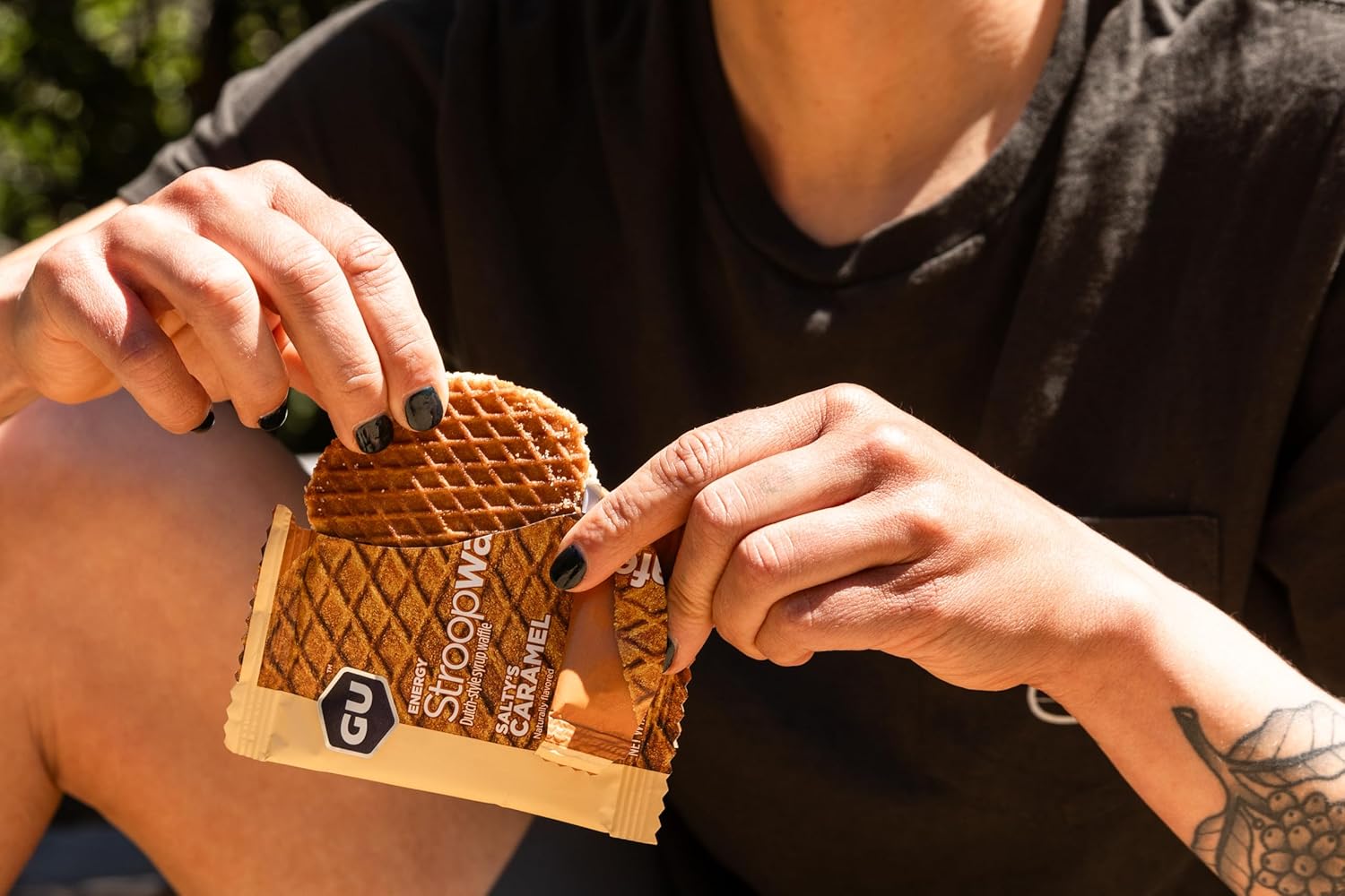 16-Count GU Energy Stroopwafel Salty's Caramel Sports Nutrition Waffles: Caffeine-Free, Kosher Dairy, On-the-Go Energy for Workouts