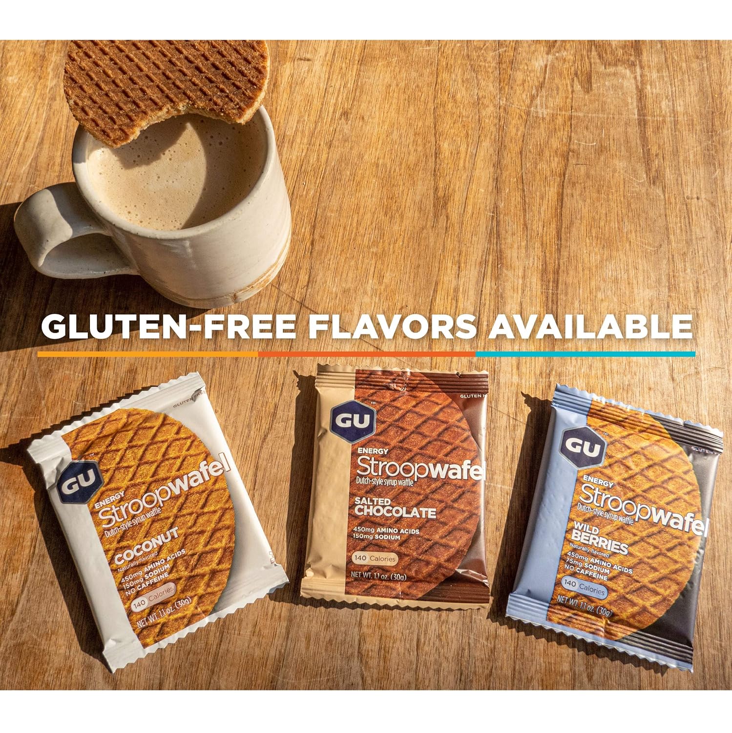 16-Count GU Energy Stroopwafel Variety Pack: Caffeinated Sports Nutrition Waffles, Kosher Dairy, On-The-Go Energy for Workouts
