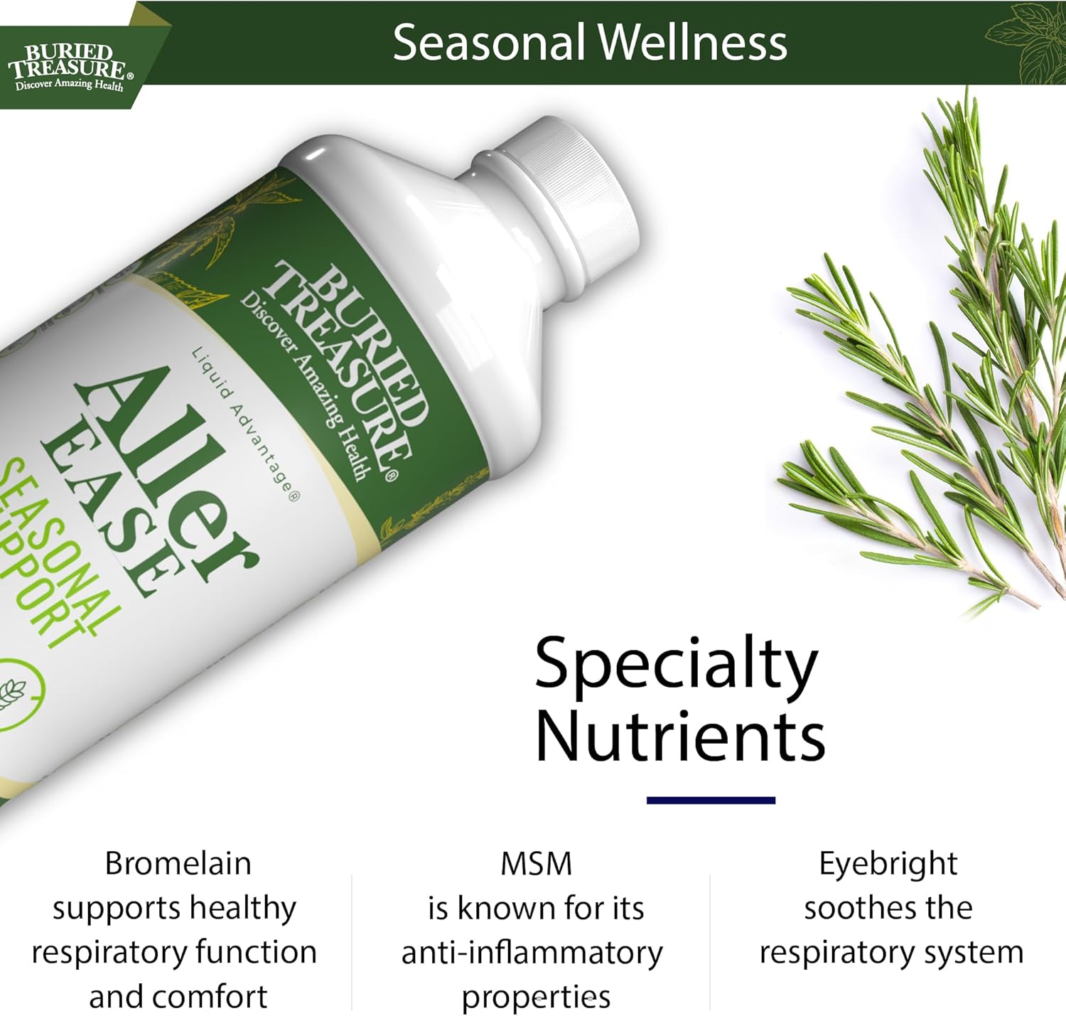 16 fl oz Liquid Supplement with Quercetin, Bromelain, and Mullein for Immune and Sinus Support - Non-Drowsy Herbal Formula