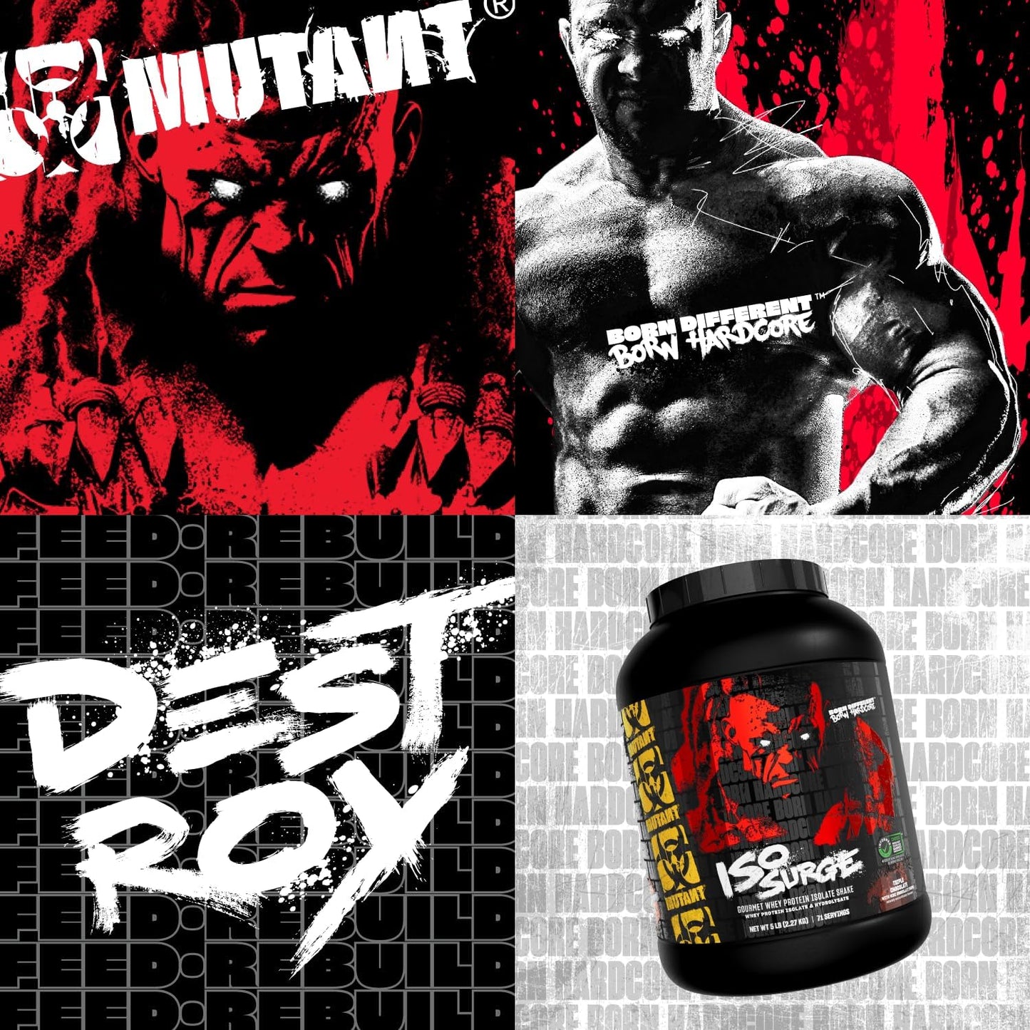 1.6 lb Mutant ISO Surge Whey Protein Isolate Powder - Fast-Acting Recovery for Muscle Growth & Strength (Peanut Butter Chocolate)