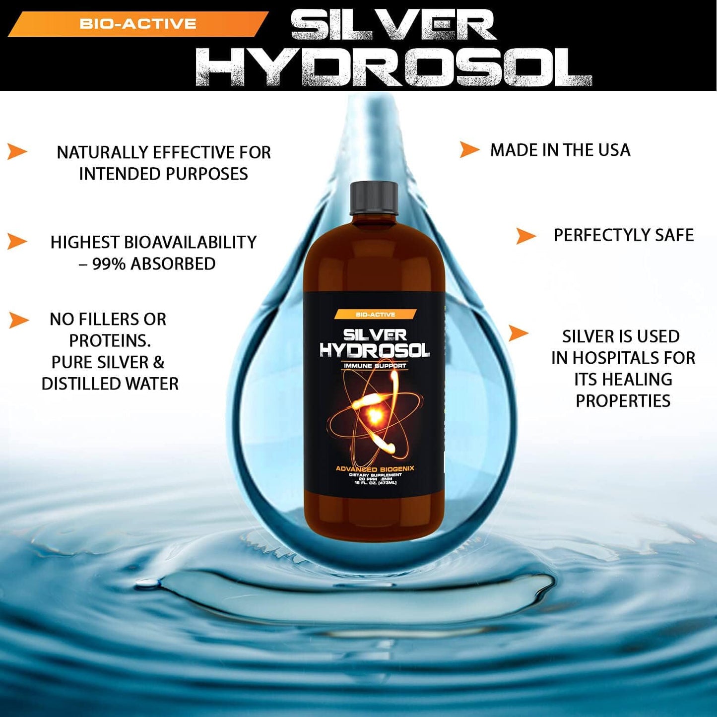 16 oz Advanced Bionetix Colloidal Silver Hydrosol - Pharmacist Recommended for a Healthy Immune System