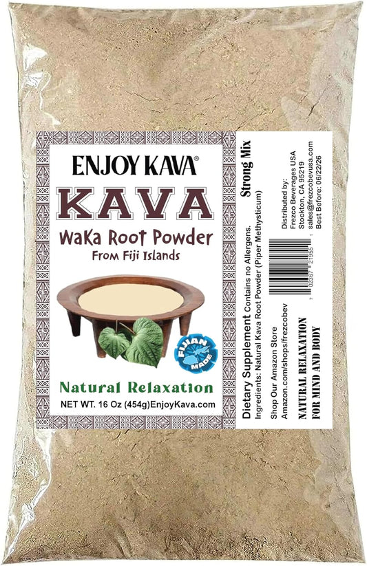16 Oz Authentic Noble Kava Root Powder - Relaxing Drink from Fiji's Paradise Islands