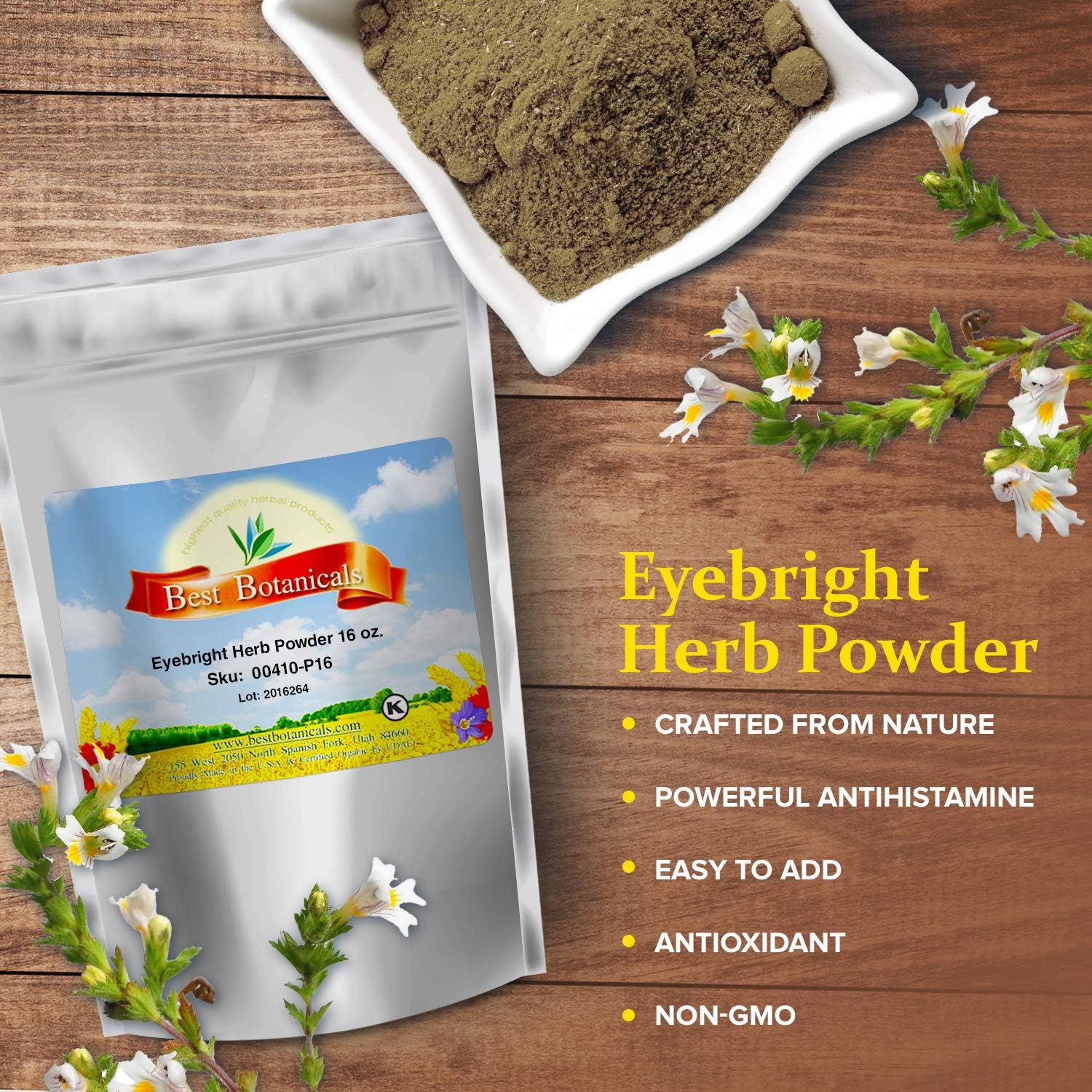 16 oz Best Botanicals Eyebright Herb Powder - Premium Quality Herbal Supplement