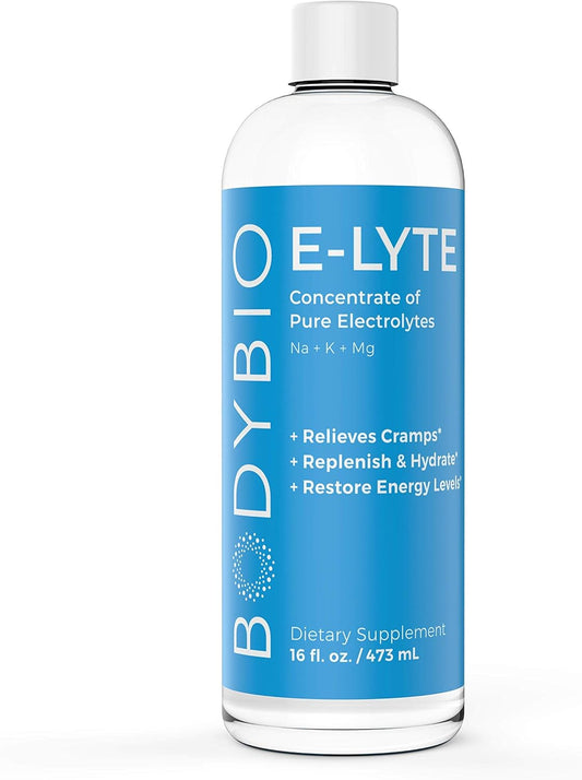 16 oz BodyBio Electrolytes Liquid Concentrate with Magnesium, Potassium, Sodium - Sugar-Free Keto Hydration Drink for Dehydration Recovery and Cramp Relief