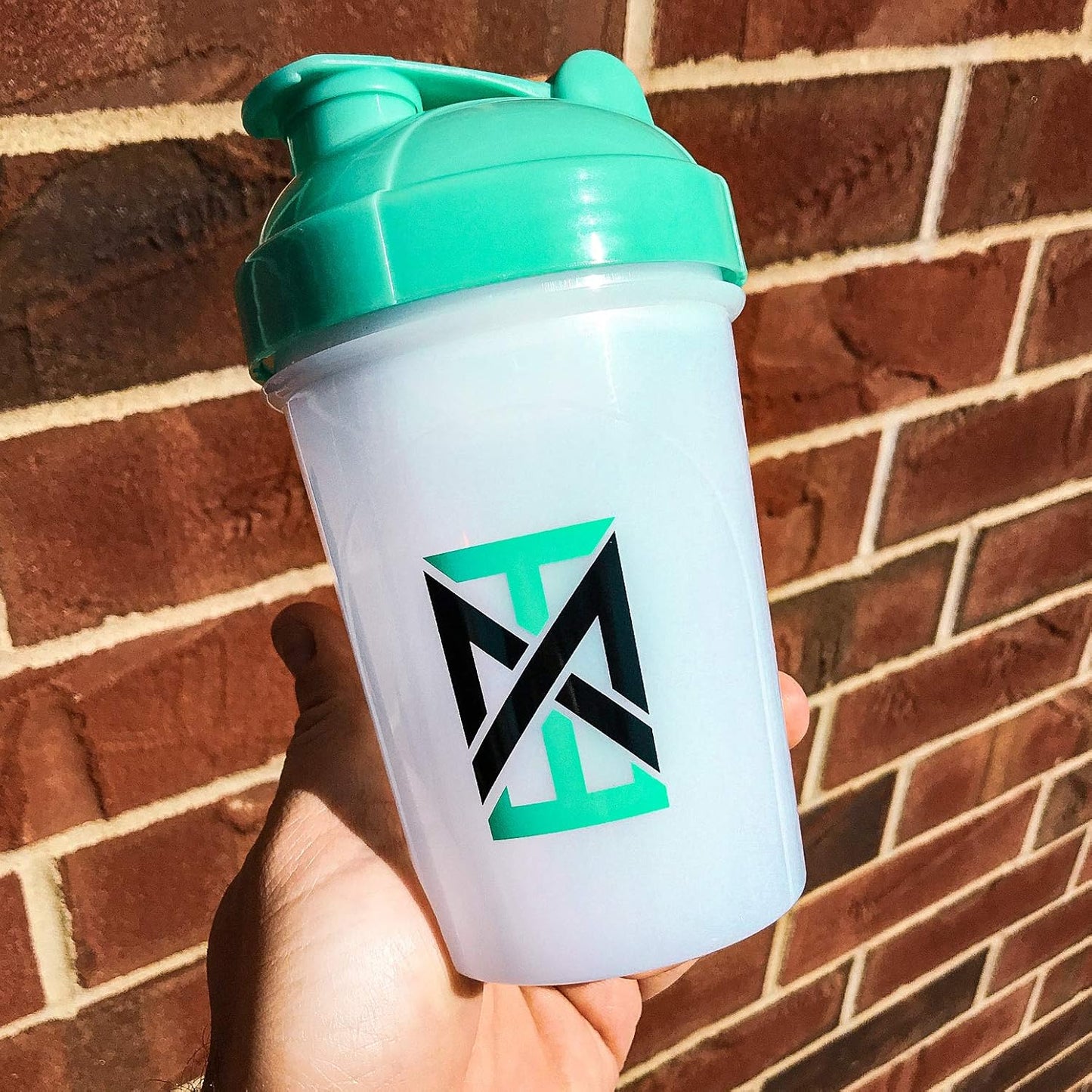 16 oz BPA-Free MIXT Energy Shaker Bottle with Lid Mixing Technology in Teal Color