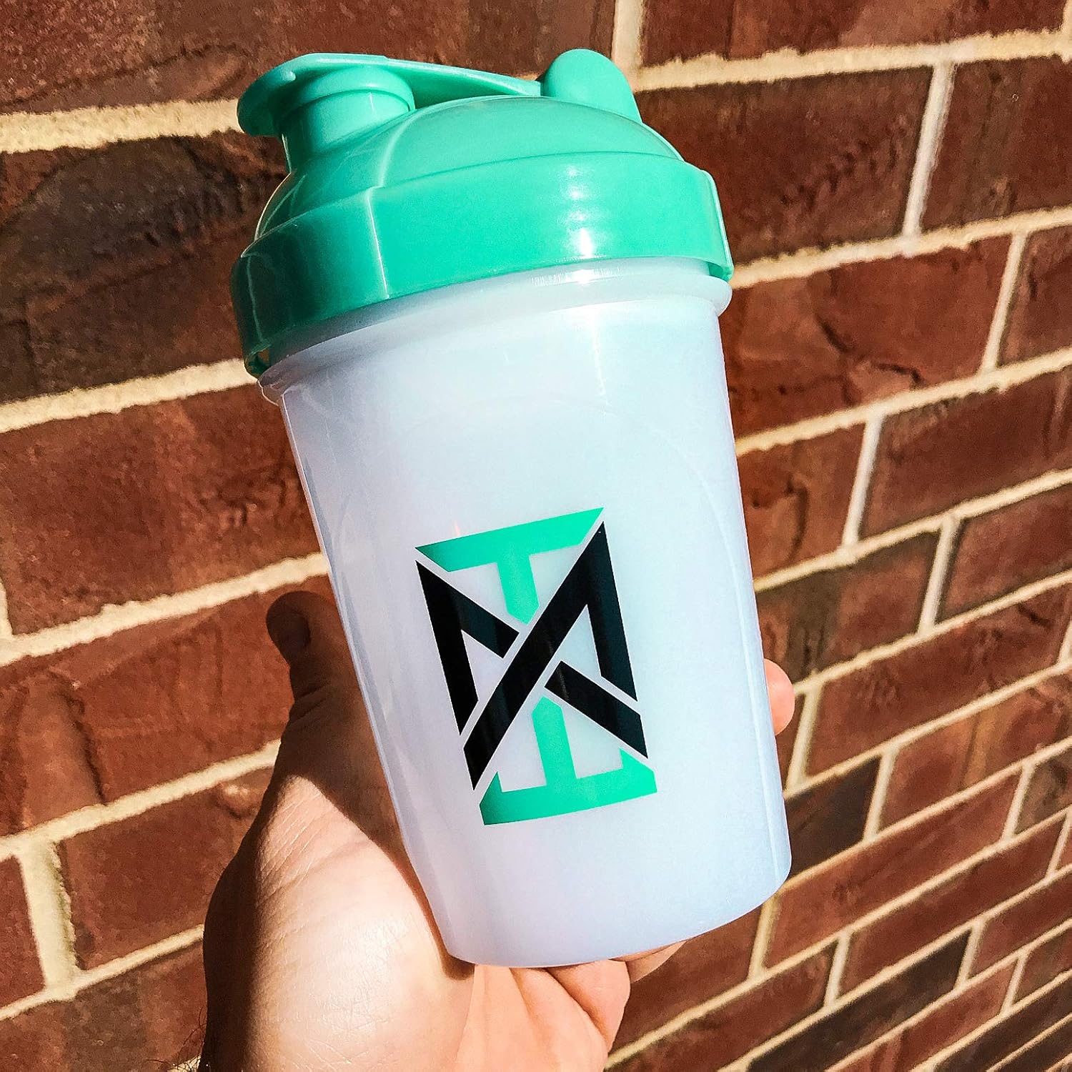 16 oz BPA-Free MIXT Energy Shaker Bottle with Lid Mixing Technology in Teal Color