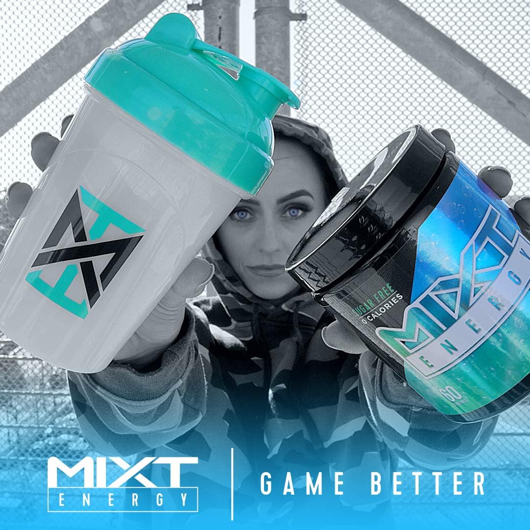 16 oz BPA-Free MIXT Energy Shaker Bottle with Lid Mixing Technology in Teal Color