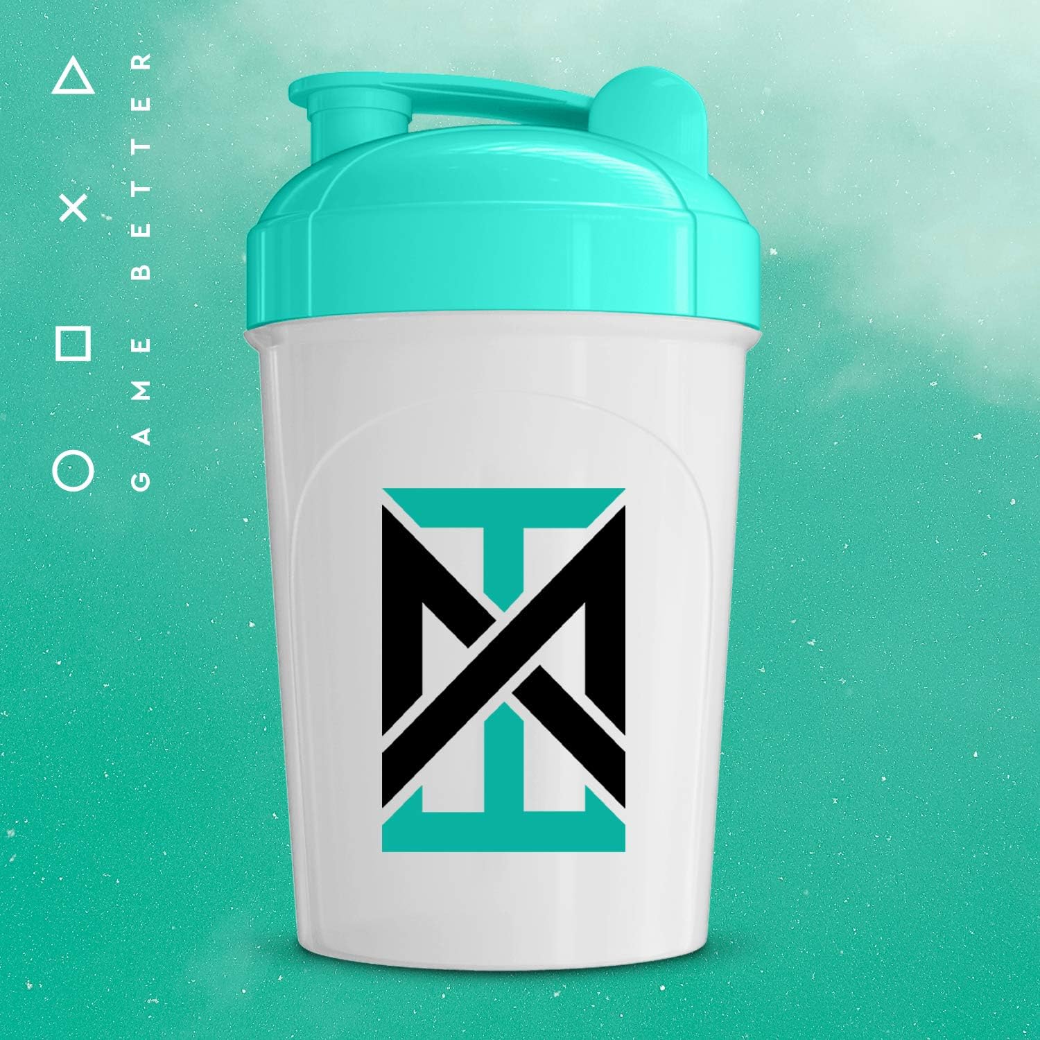 16 oz BPA-Free MIXT Energy Shaker Bottle with Lid Mixing Technology in Teal Color