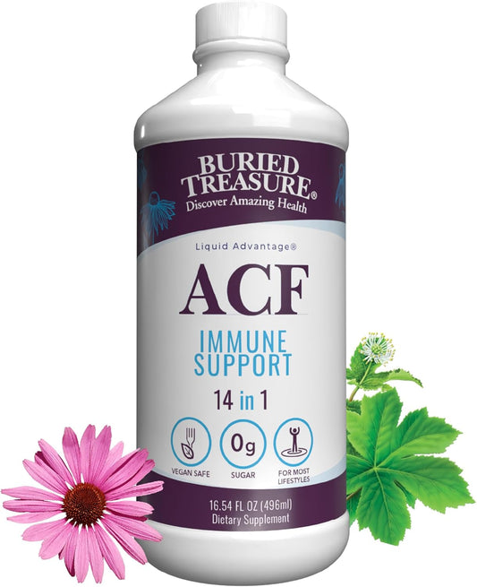 16 oz Buried Treasure ACF Advanced Immune Support with Elderberry, Echinacea, and Herbal Blend - 16 Servings for Immunity Boost