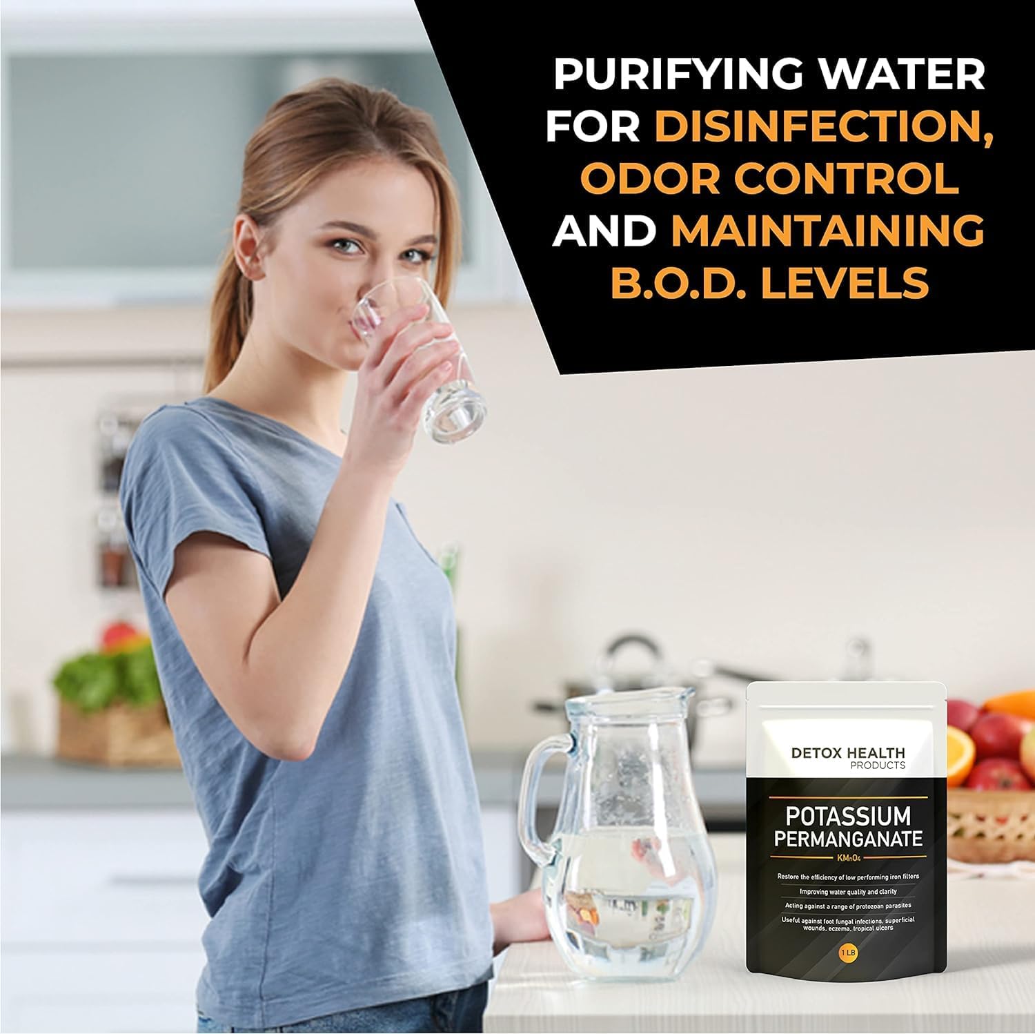 16 OZ Free Flowing Powder Potassium Permanganate Crystal for Detox Health