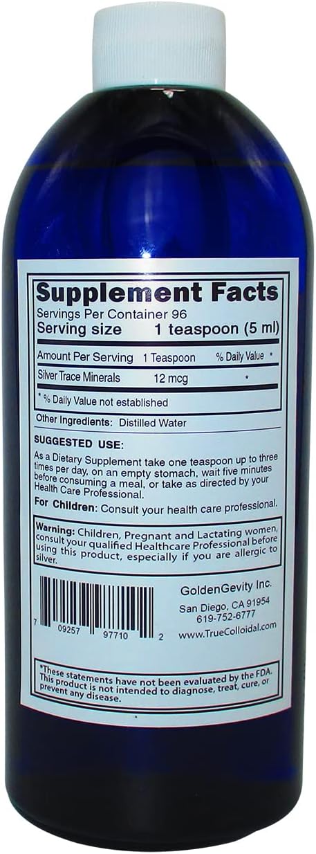 16 oz GoldenGevity 8000 PPM Bioactive Colloidal Silver | Immune Support Trace Mineral Supplement | Non-GMO & Non-Toxic