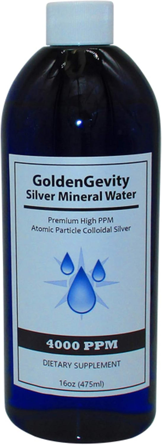 16 oz GoldenGevity Bioactive Atomic Colloidal Silver 4000 PPM | Non-Toxic Trace Mineral Immune Support Supplement