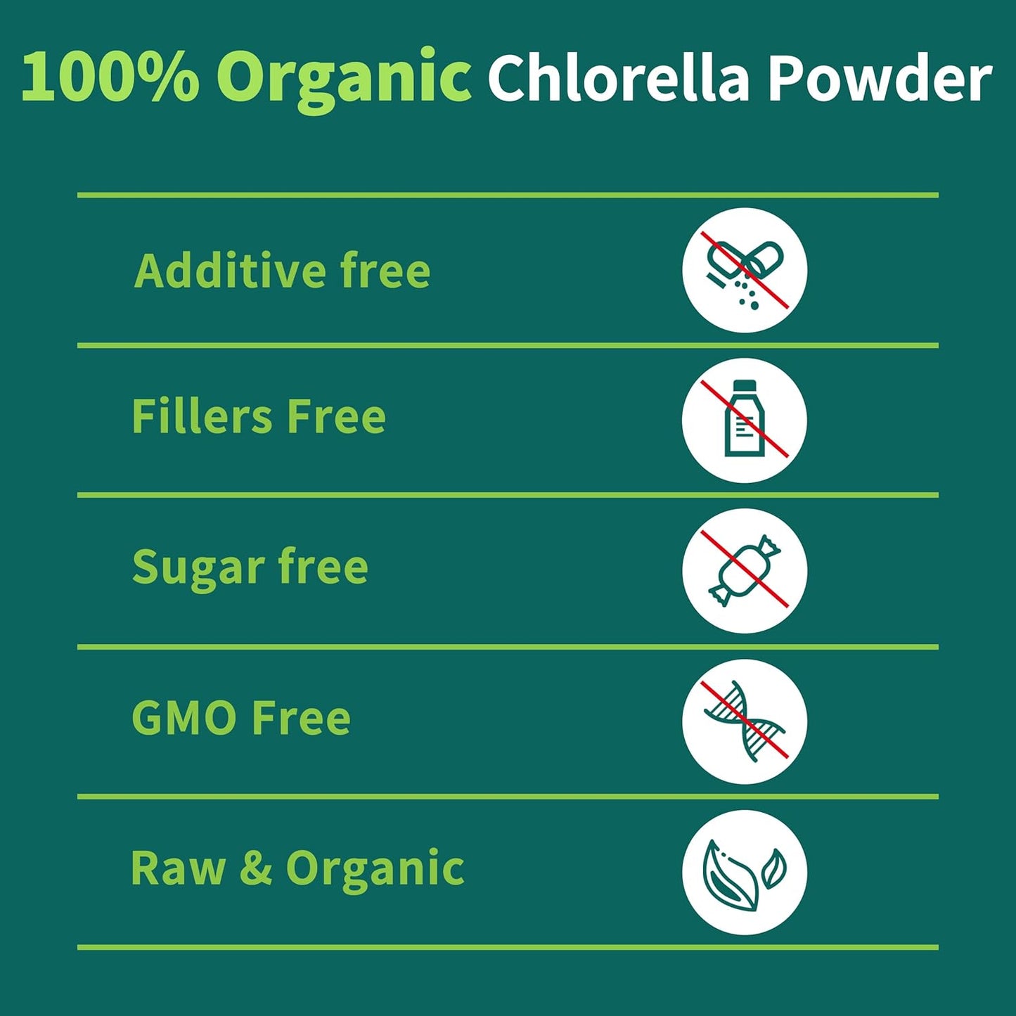 16 oz Hudetex Chlorella Powder: Natural Chlorophyll for Immune System, Liver Health, Youth, Vegan Protein & Vitamins