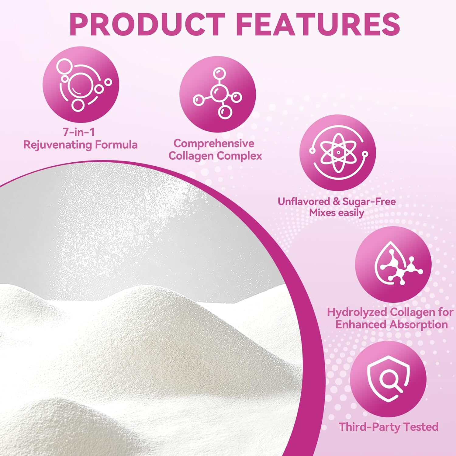16 Oz Mclovefy Multi Collagen Peptides Powder - Type I, II, III, V, X Protein Supplement with Hyaluronic Acid, Vitamin C, Biotin - Unflavored, Easy Mixing for Drinks