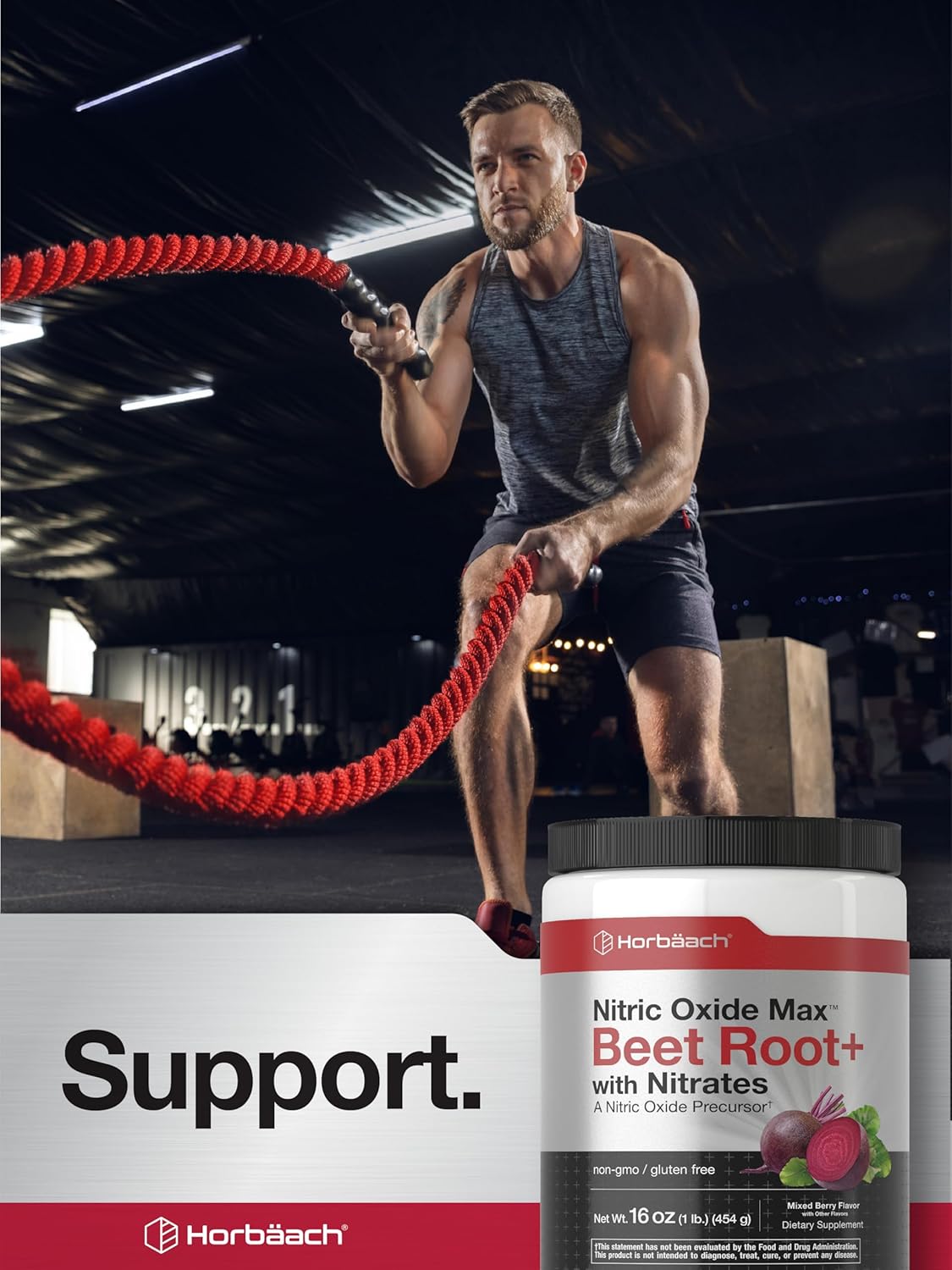 16 oz Mixed Berry Flavored Nitric Oxide Beet Root Powder Supplement with Nitrates - Vegan, Non-GMO, Gluten Free