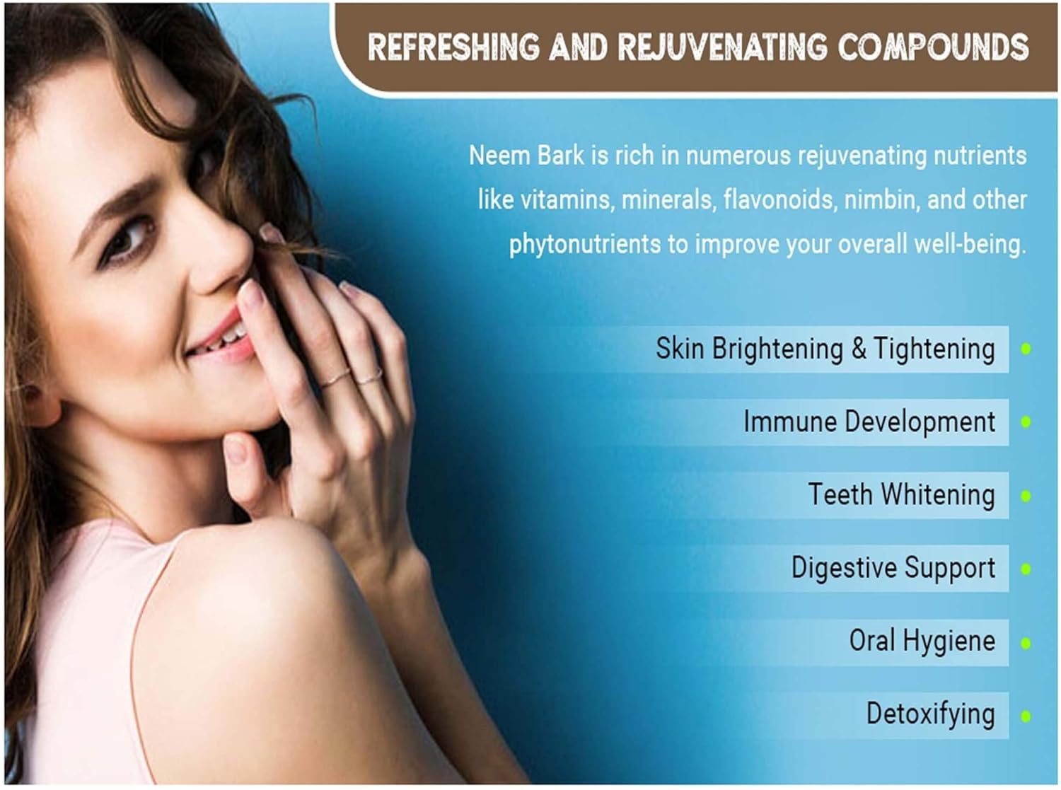 16 oz Neem Bark Powder for Dental and Digestion Support - 100% Organic Tooth Powder from Way4Organic