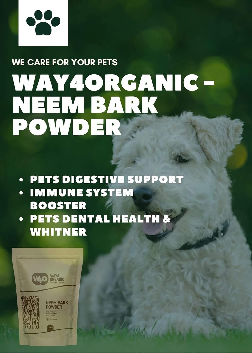 16 oz Neem Bark Powder for Dental and Digestion Support - 100% Organic Tooth Powder from Way4Organic