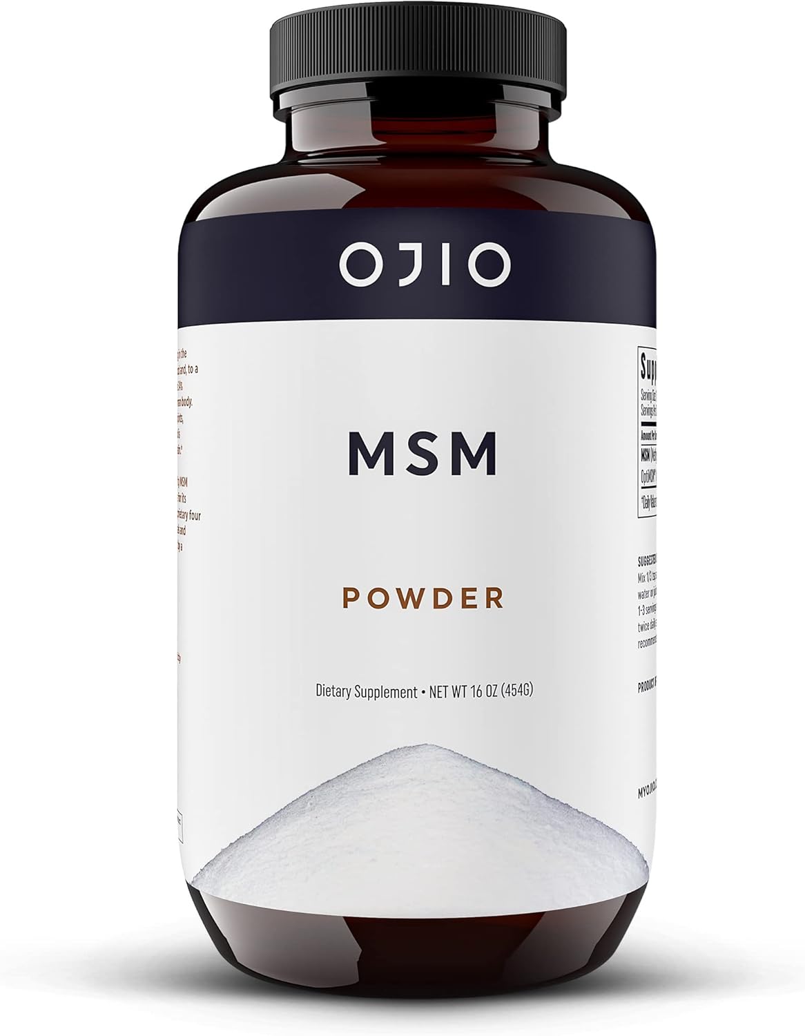 16 oz Ojio Pure OptiMSM MSM Powder Supplement for Joints, Skin, Hair, Nails - Kosher, Vegan, Gluten Free, Non-GMO - Pesticide & Herbicide Free