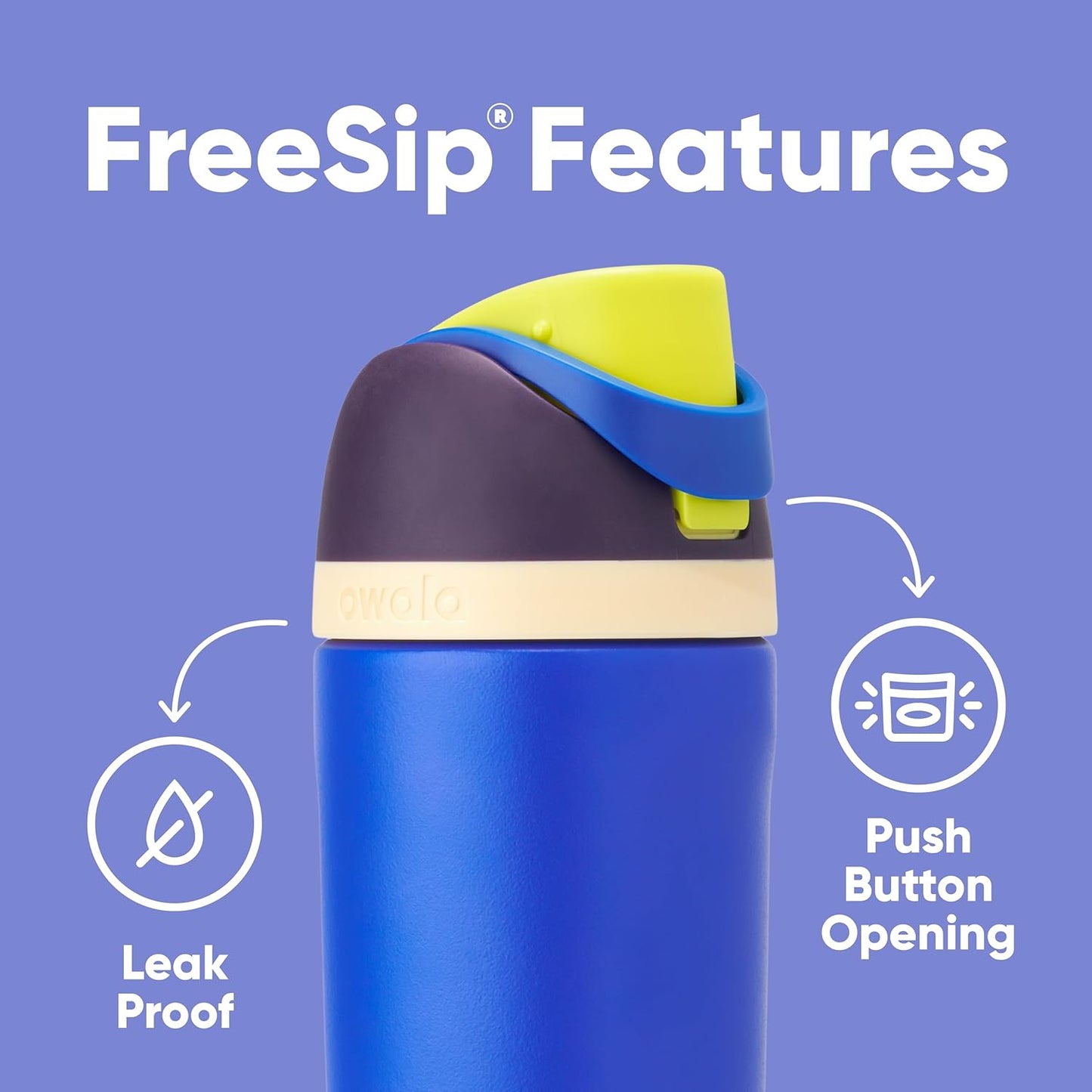 16 oz Owala Kids FreeSip Stainless Steel Water Bottle with Straw - BPA-Free Insulated Sports Bottle for Travel and School
