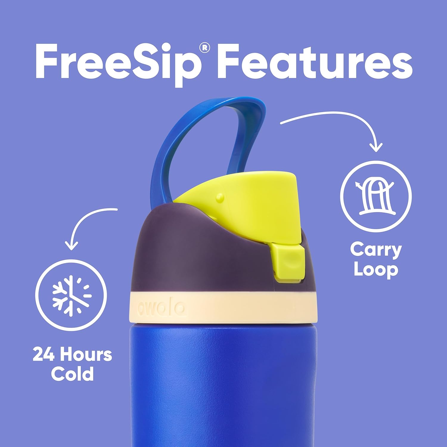 16 oz Owala Kids FreeSip Stainless Steel Water Bottle with Straw - BPA-Free Insulated Sports Bottle for Travel and School
