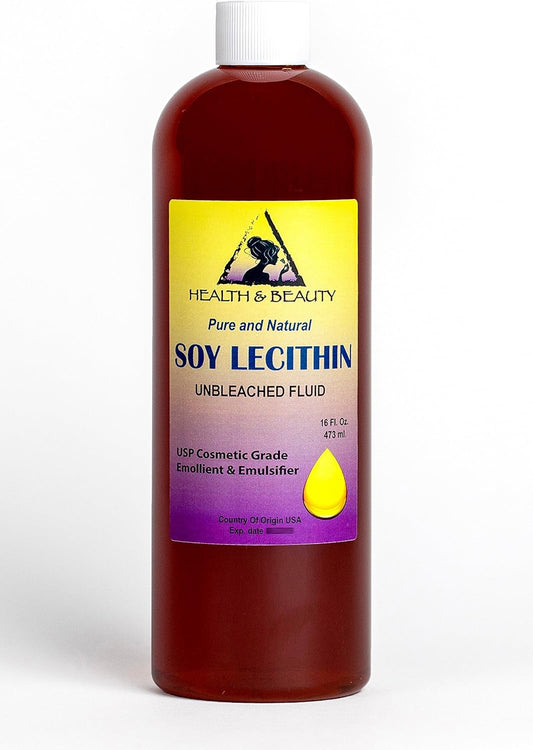 16 oz Pure Soy Lecithin Fluid Emulsifier for Skin and Hair - Unbleached Liquid Stabilizer by H&B Oils Center Co.