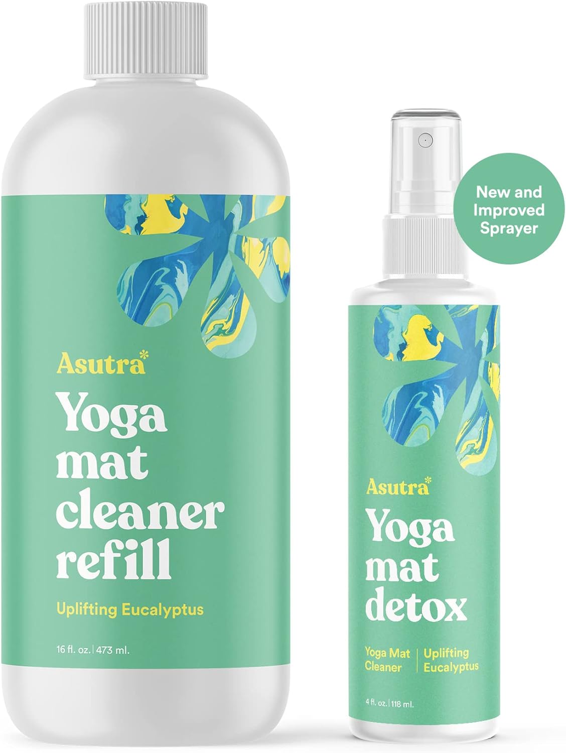 16 oz Refill of ASUTRA Yoga Mat Cleaner Spray with Uplifting Eucalyptus Essential Oil - Deep-Cleansing Formula for Fitness Gear & Gym Equipment, No Residue