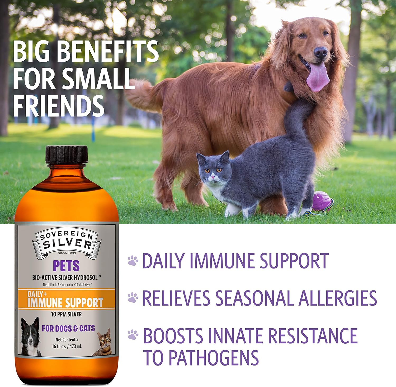 16 oz Sovereign Silver Bio-Active Silver Hydrosol for Pet Immune System Boost