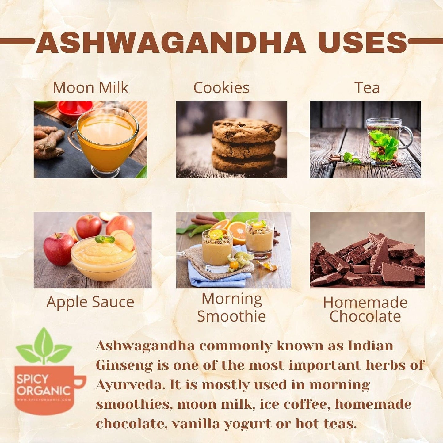 16 oz Spicy Organic Ashwagandha Root Powder - Pure Raw Indian Ginseng - USDA Certified Organic - Non-GMO - Versatile Supplement