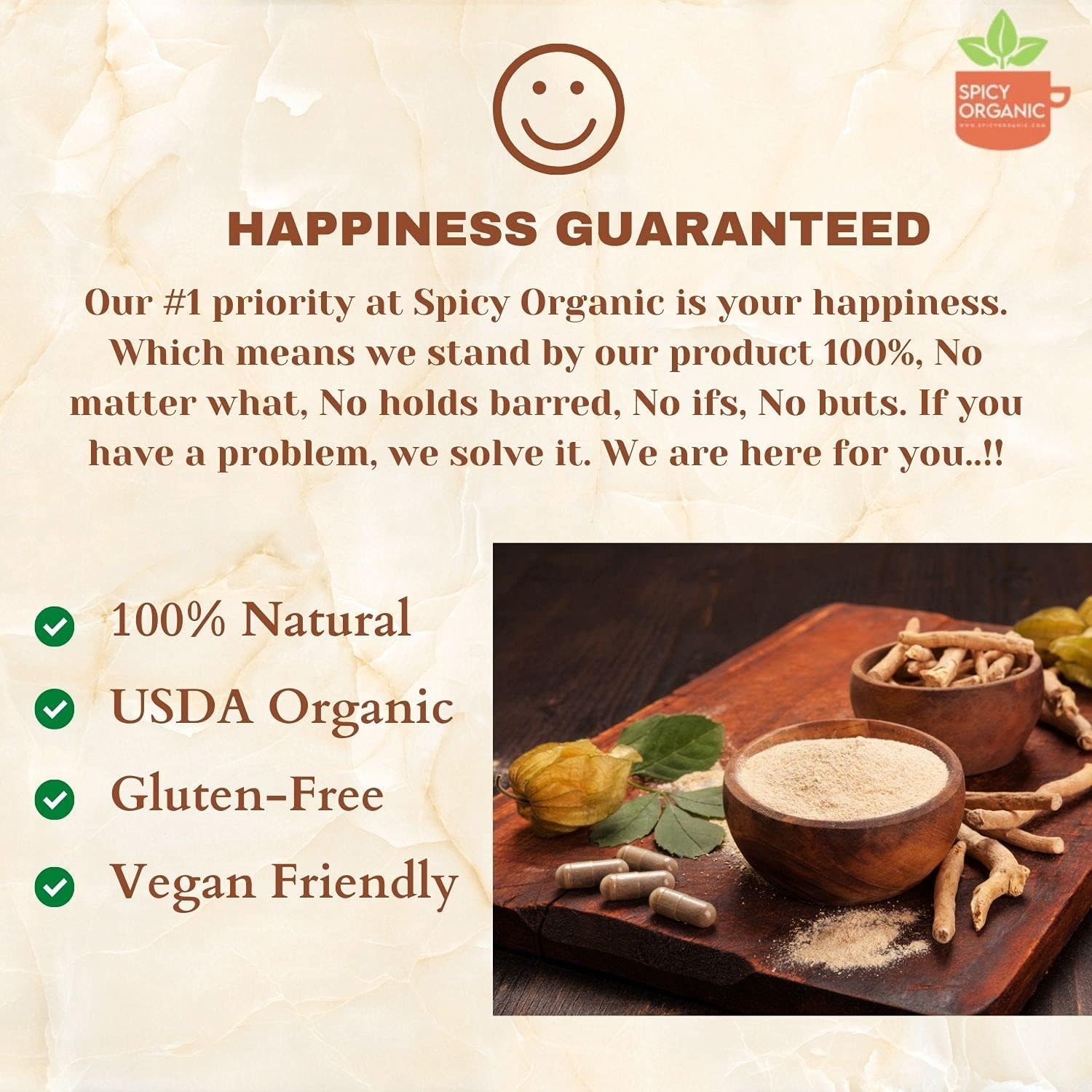 16 oz Spicy Organic Ashwagandha Root Powder - Pure Raw Indian Ginseng - USDA Certified Organic - Non-GMO - Versatile Supplement