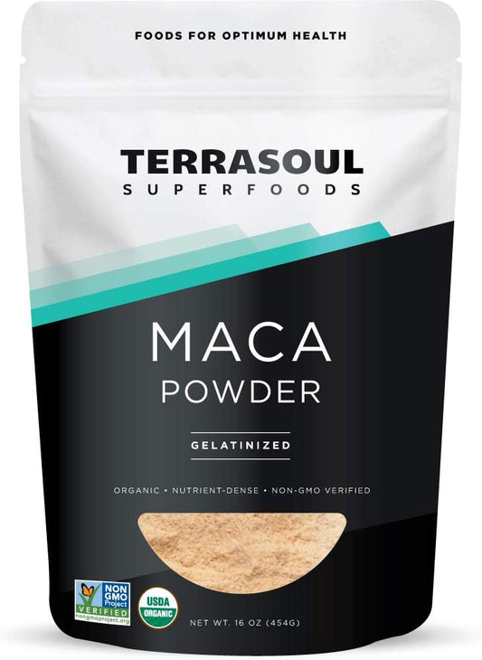 16 oz Terrasoul Superfoods Organic Gelatinized Maca Powder for Hormone Balance, Energy Boost, and Superfood Smoothies - Peruvian Maca Root for Easy Digestion