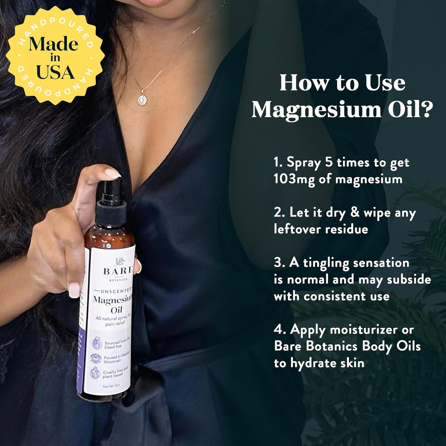 16 oz Unscented Magnesium Oil Spray from The Dead Sea | Handpoured in Madison, WI | Rapid Absorption for Sleep & Muscle Relief