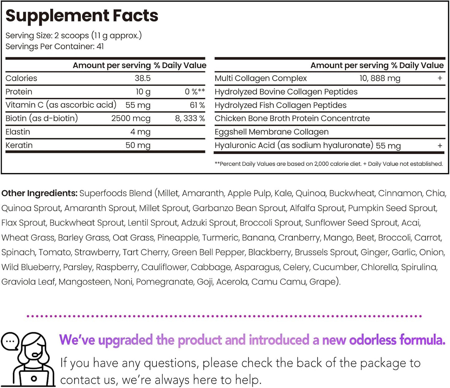 16 Oz VEV Multi Collagen Peptides Powder with Biotin, Hyaluronic Acid & Vitamin C - Unflavored Hydrolyzed Collagen Protein for Skin, Hair, Nail & Joint Support - Easy Mix Formula