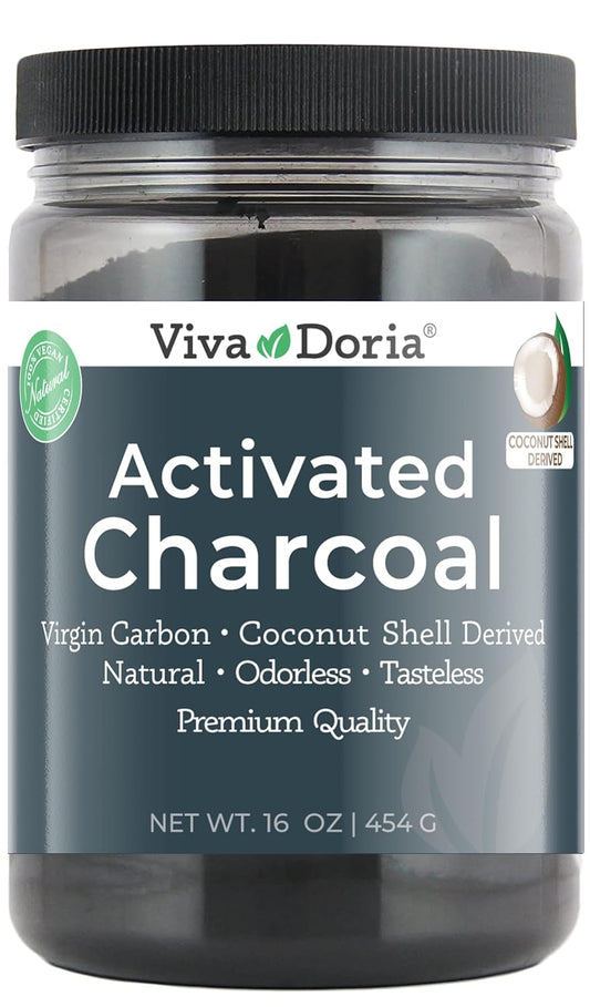 16 Oz Viva Doria Food Grade Virgin Activated Charcoal Powder from Coconut Shell - Natural Detoxifier