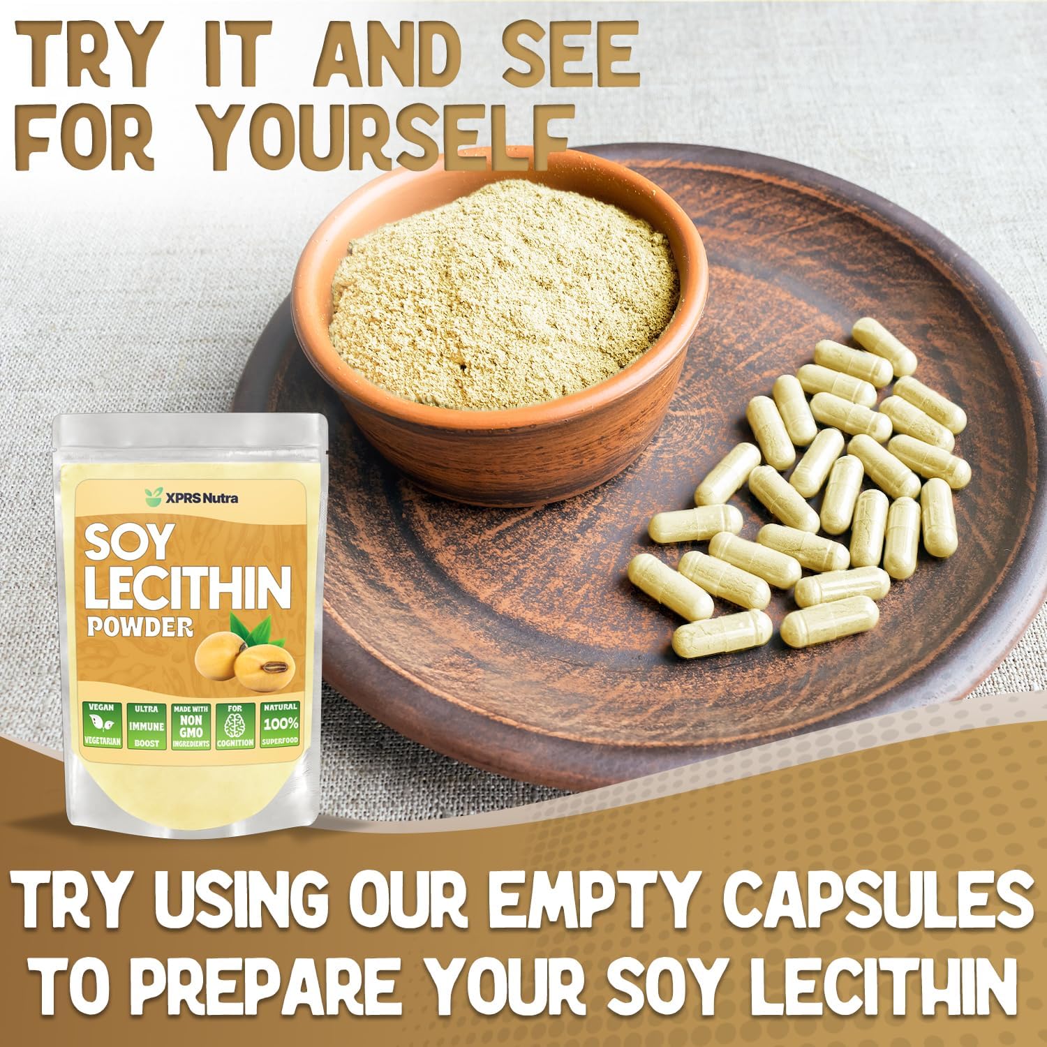 16 oz XPRS Nutra Food Grade Soy Lecithin Powder - Vegan-Friendly Fat Emulsifier for Cooking & Baking