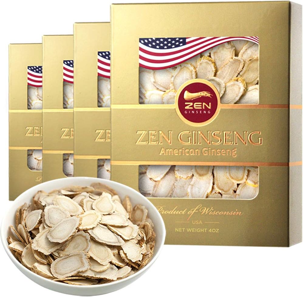 16 Oz Zen Ginseng American Wisconsin Ginseng Slices for Enhanced Energy, Performance, & Mental Well-being