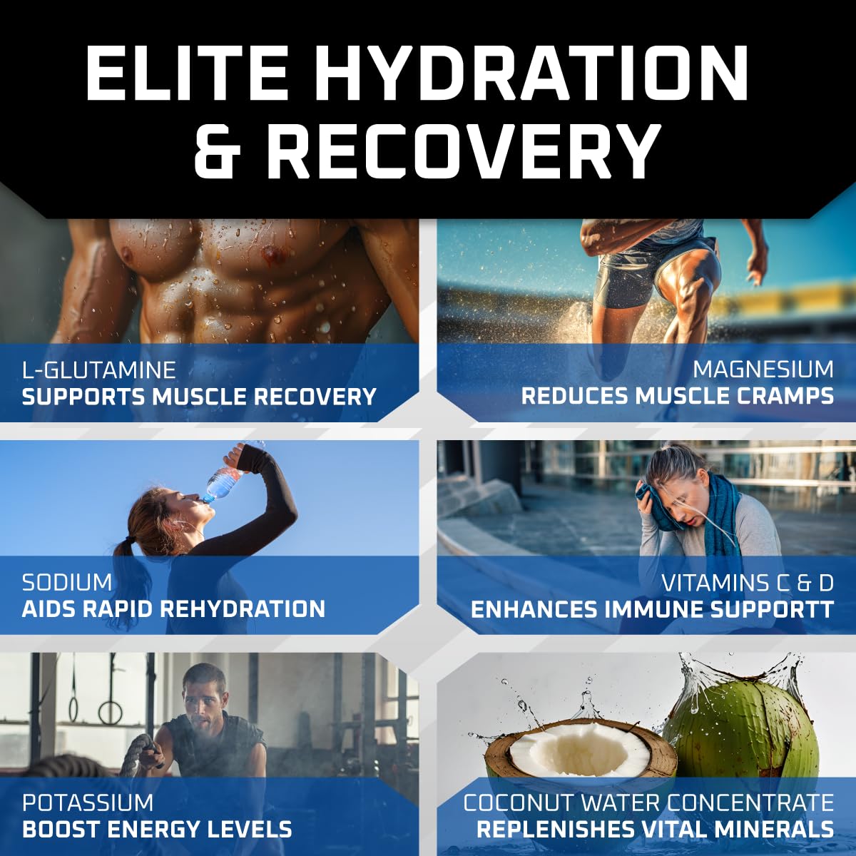 16 Pack New Age Performance Hydration Packets with Electrolytes Powder Liquid Enhancer - Sugar Free & 0 Calorie - L-Glutamine Amino Acids for Muscle Recovery - Blue Raspberry Flavor - BoostGo Australia