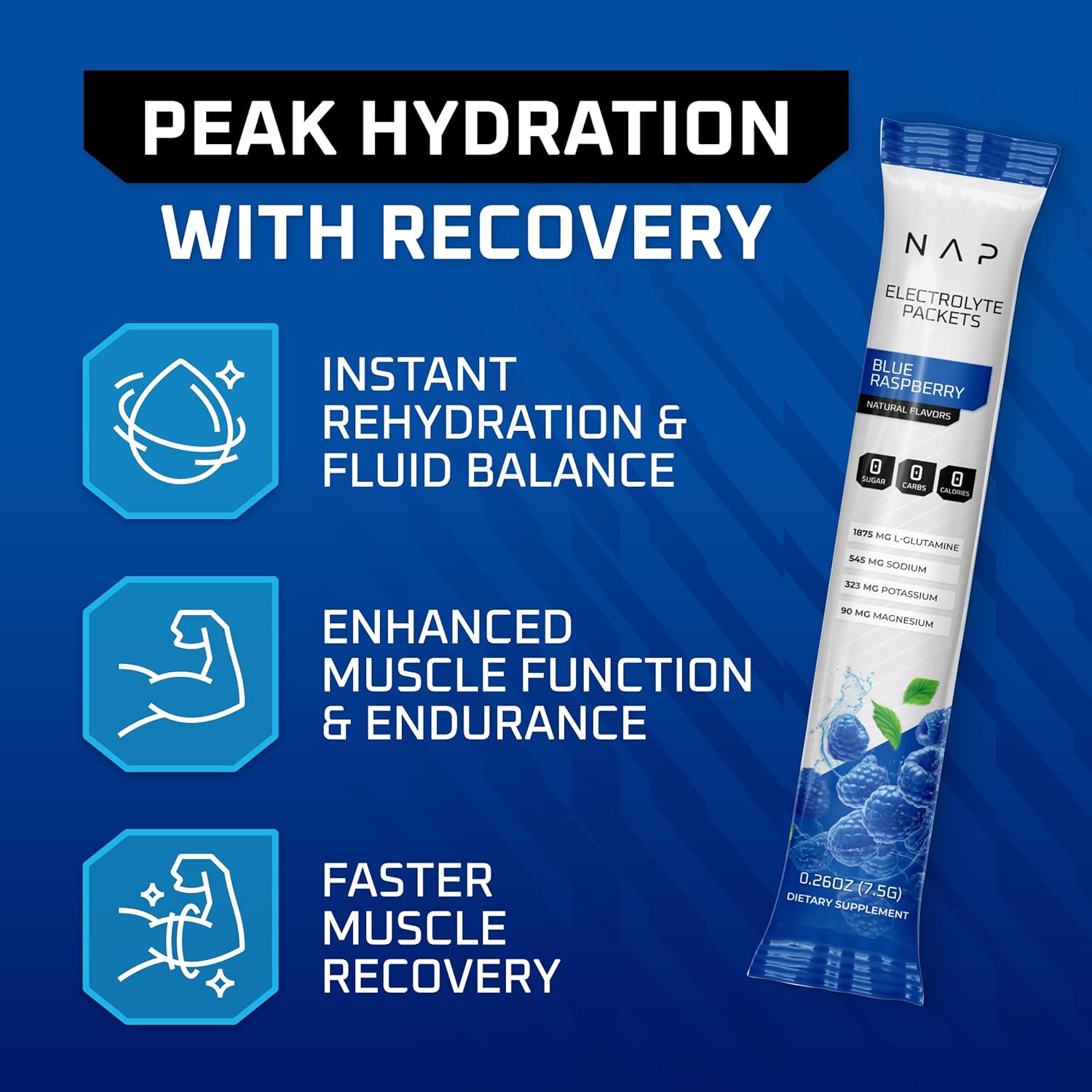 16 Pack New Age Performance Hydration Packets with Electrolytes Powder Liquid Enhancer - Sugar Free & 0 Calorie - L-Glutamine Amino Acids for Muscle Recovery - Blue Raspberry Flavor - BoostGo Australia