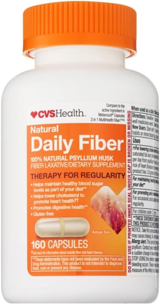 160 Count CVS Health Natural Fiber Capsules for Daily Use