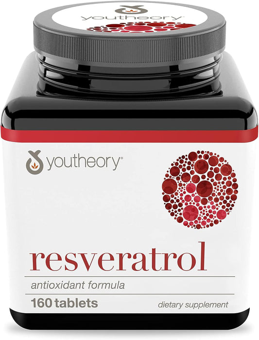 160 Count Youtheory Resveratrol with Acerola Capsules - Antioxidant Supplement (1 Bottle)