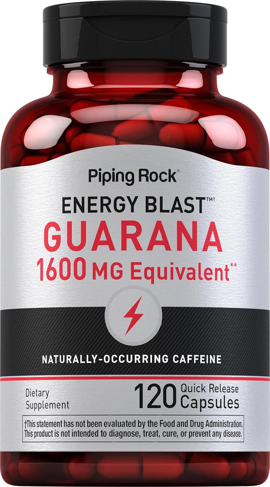 1600 mg Guarana Capsules | 120 Count | Mega Strength Powder Extract Pills | Non-GMO, Gluten Free Supplement