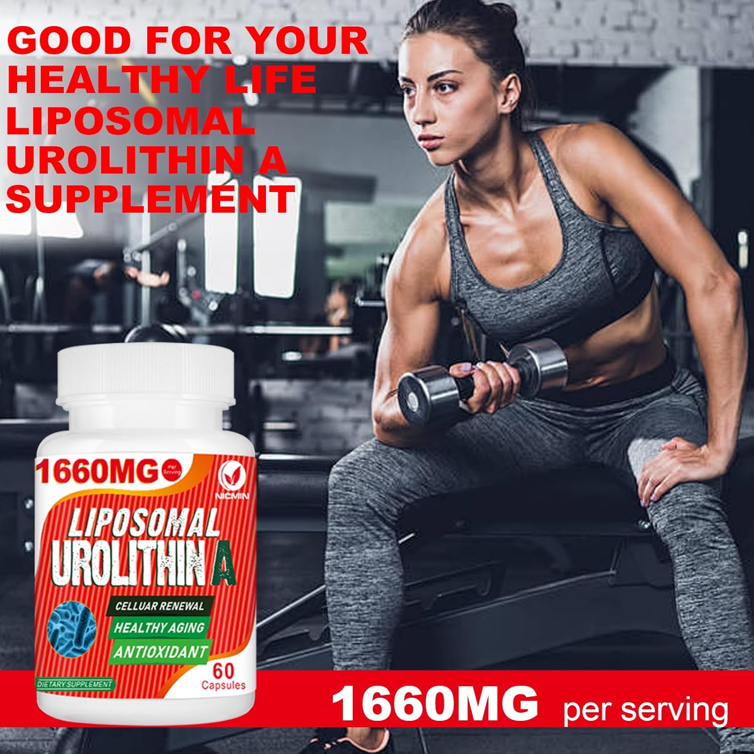 1660MG Liposomal Urolithin A Supplement - 120 Capsules by NICMIN