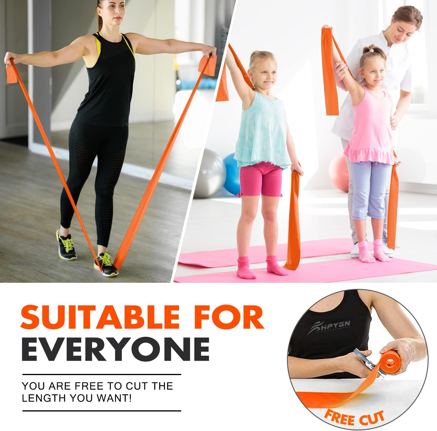 16.7ft Long HPYGN Exercise Bands for Yoga, Pilates, and Strength Training - Professional Latex Stretch Band for Physical Therapy and Rehab