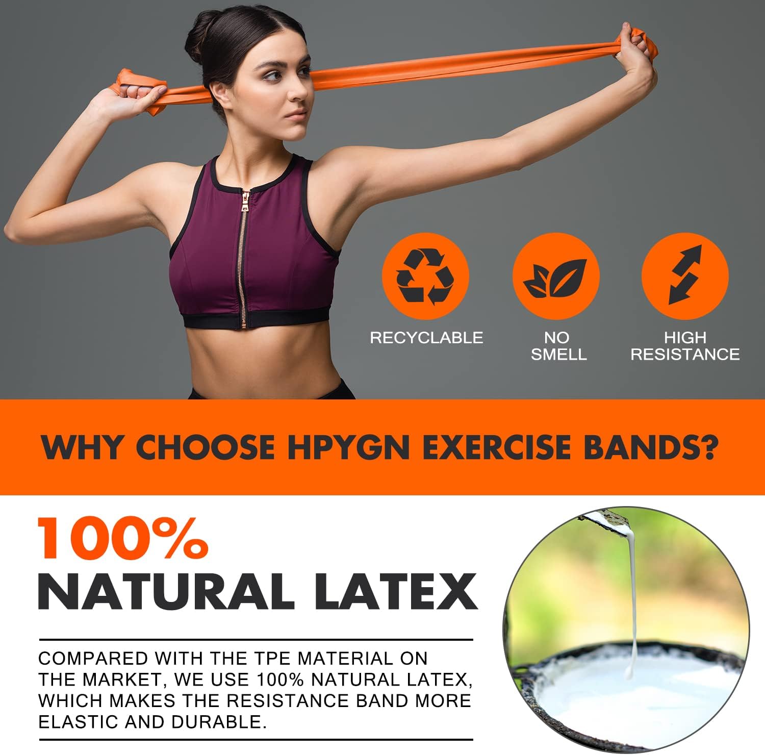 16.7ft Long HPYGN Exercise Bands for Yoga, Pilates, and Strength Training - Professional Latex Stretch Band for Physical Therapy and Rehab