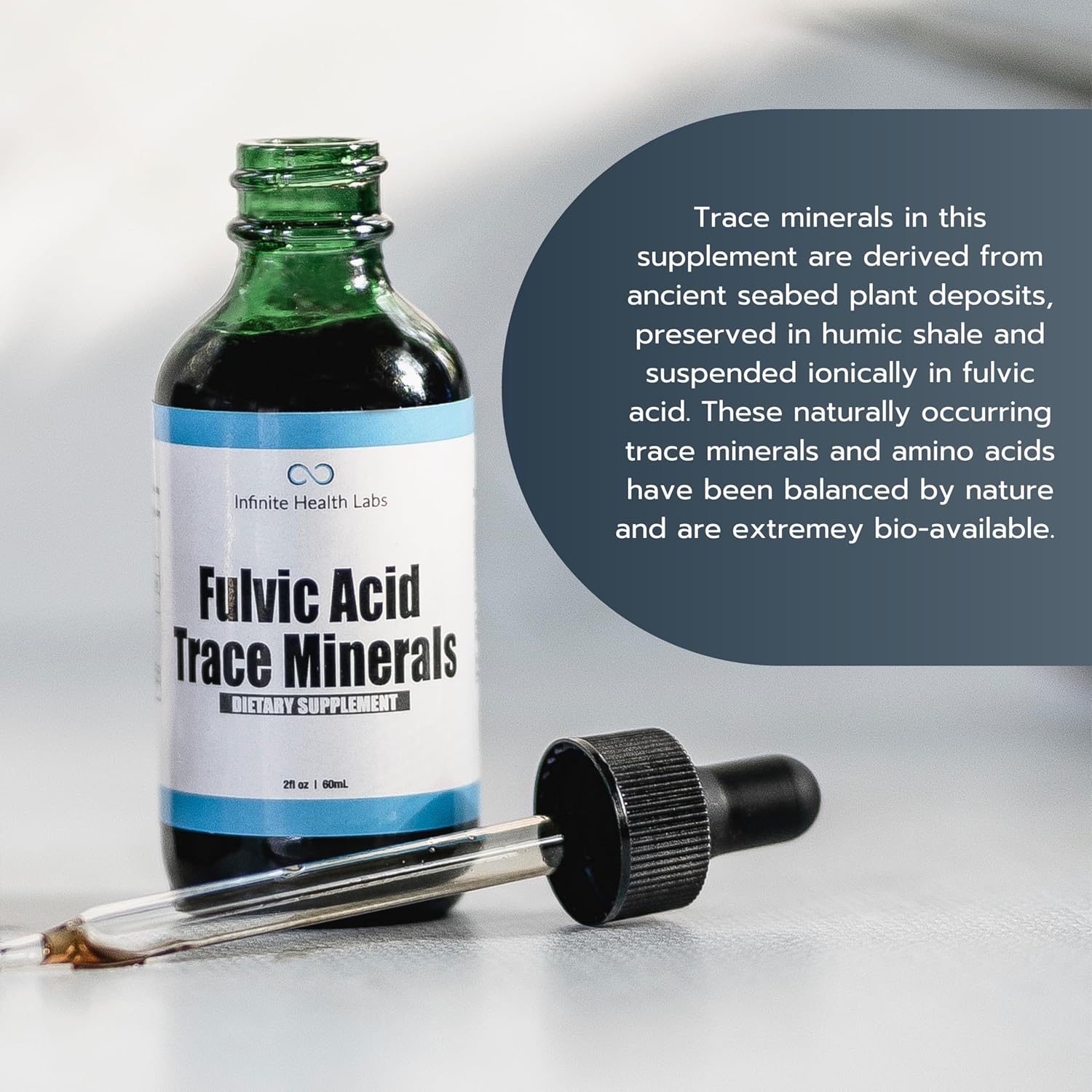 169 Servings of Infinite Health Labs Fulvic Acid Trace Minerals Supplement for Bioavailable Humic Acid Multimineral Electrolyte Support