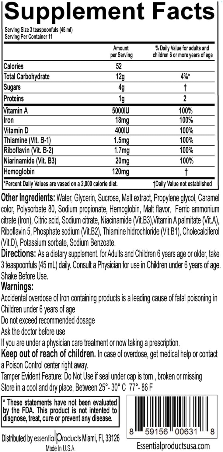 16oz (450ml) Iron Fortified ELP ESSENTIAL Malt Extract with Hemoglobin