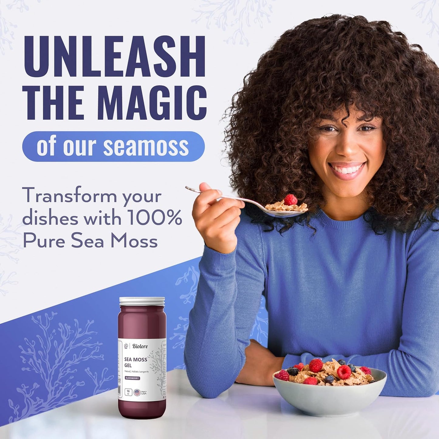 16oz Biolore Sea Moss Gel with Mango & Elderberry: Raw Wildcrafted Irish Seamoss, Essential Vitamins & Minerals, Antioxidant-Rich Vegan Superfood for Immune Support - Made in USA