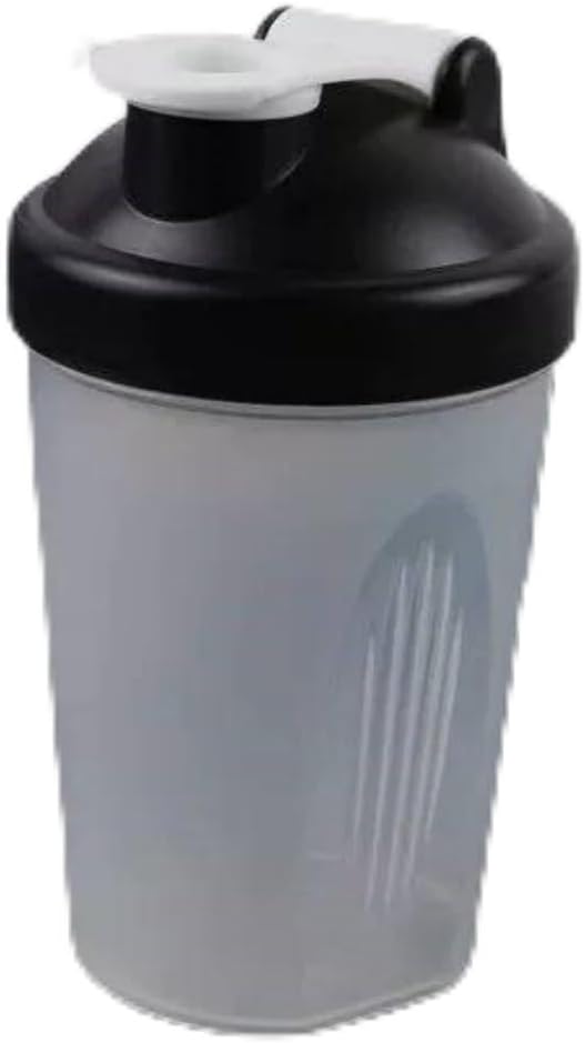 16oz BKDRL Shaker Bottle with Classic Loop Top and Secure Screw-On Lid for Protein Powder - BPA Free, Stay Open Flip Cap - Black/Clear Color